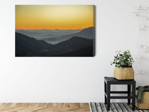 Obraz na płótnie Góry Zachód Słońca Warstwowy pejzaż  Premium Canvas - obrazek 8