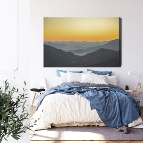 Obraz na płótnie Góry Zachód Słońca Warstwowy pejzaż  Premium Canvas - obrazek 3