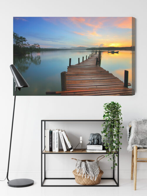 Obraz na płótnie Pomost Woda zachód słońca  Premium Canvas - obrazek 9