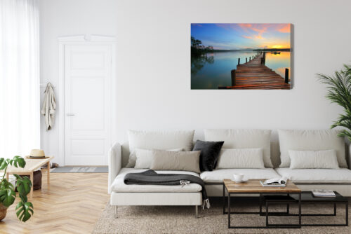 Obraz na płótnie Pomost Woda zachód słońca  Premium Canvas - obrazek 6