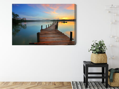 Obraz na płótnie Pomost Woda zachód słońca  Premium Canvas - obrazek 8