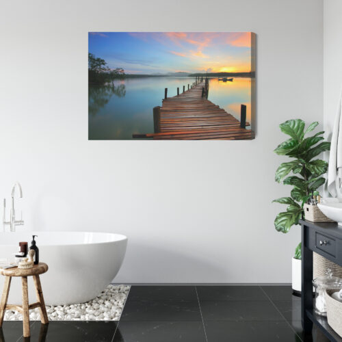 Obraz na płótnie Pomost Woda zachód słońca  Premium Canvas - obrazek 5