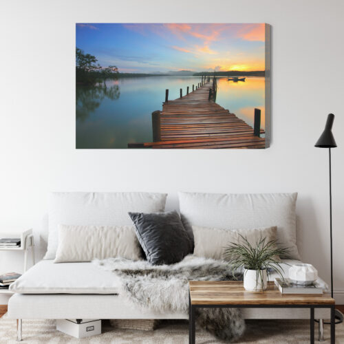 Obraz na płótnie Pomost Woda zachód słońca  Premium Canvas - obrazek 4