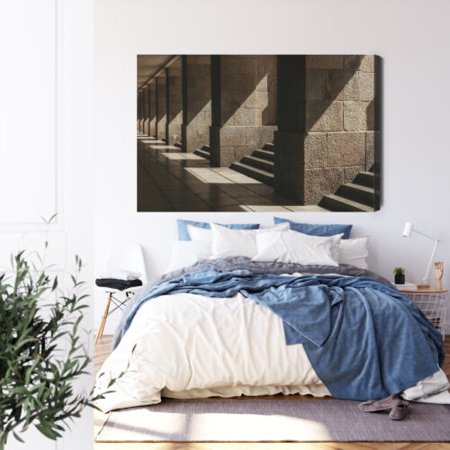 Obraz na płótnie Architektura Ceglane arkady w cieniu Premium Canvas - obrazek 3