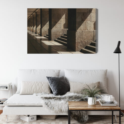 Obraz na płótnie Architektura Ceglane arkady w cieniu Premium Canvas - obrazek 4