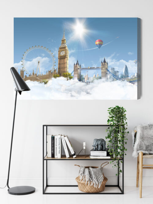 Obraz na płótnie Architektura Londyn z chmurami i balonami Premium Canvas - obrazek 9