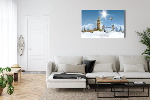 Obraz na płótnie Architektura Londyn z chmurami i balonami Premium Canvas - obrazek 6
