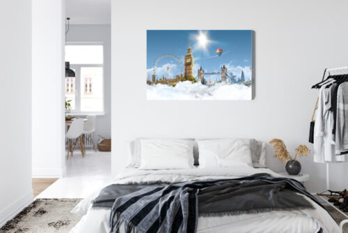 Obraz na płótnie Architektura Londyn z chmurami i balonami Premium Canvas - obrazek 7