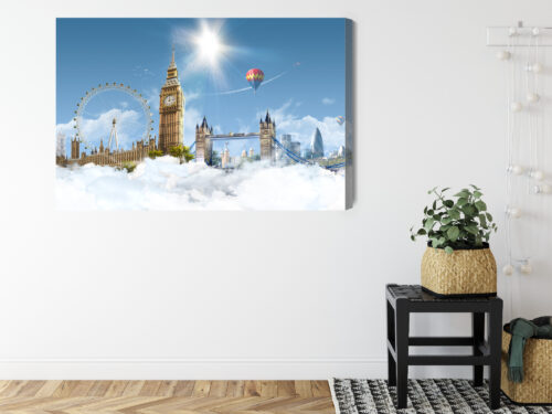 Obraz na płótnie Architektura Londyn z chmurami i balonami Premium Canvas - obrazek 8