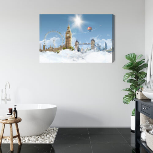 Obraz na płótnie Architektura Londyn z chmurami i balonami Premium Canvas - obrazek 5