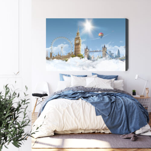 Obraz na płótnie Architektura Londyn z chmurami i balonami Premium Canvas - obrazek 3
