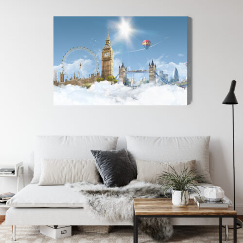 Obraz na płótnie Architektura Londyn z chmurami i balonami Premium Canvas - obrazek 4