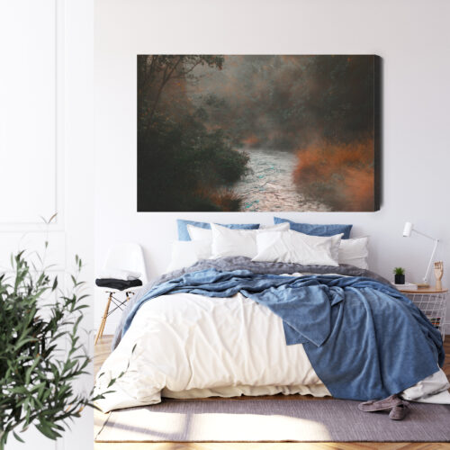 Obraz na płótnie Rzeka Mglisty Nastrojowy pejzaż  Premium Canvas - obrazek 3