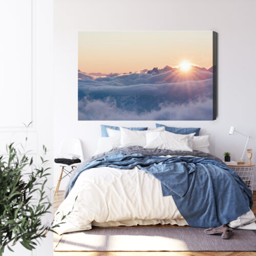 Obraz na płótnie Wschód słońca Góry Chmury  Premium Canvas - obrazek 3