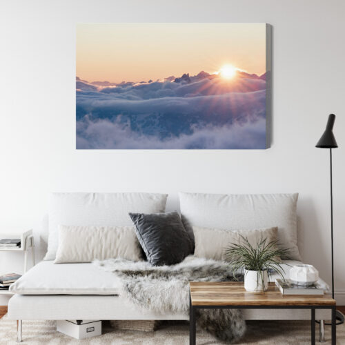 Obraz na płótnie Wschód słońca Góry Chmury  Premium Canvas - obrazek 4