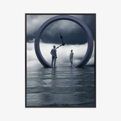 Plakat w ramie Spotkanie Surrealizm Czasoprzestrzeń Premium
