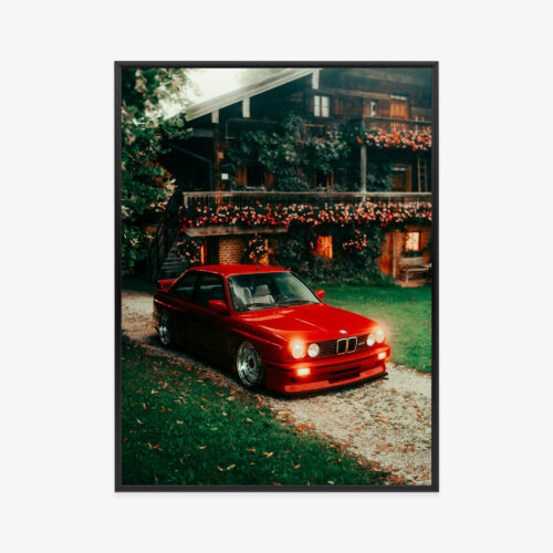 Plakat w ramie Klasyk Motoryzacja Czerwone BMW Premium