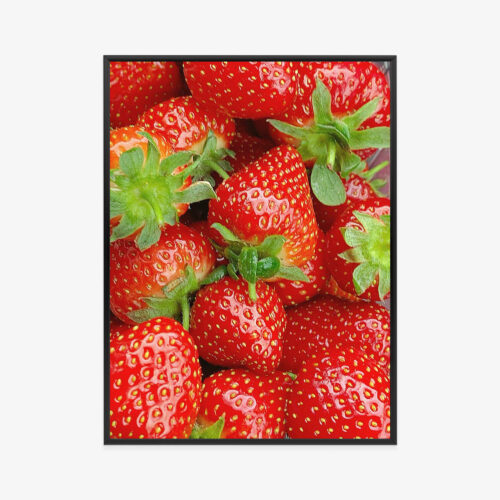 Plakat w ramie Truskawki Fotografia Zbliżenie Premium