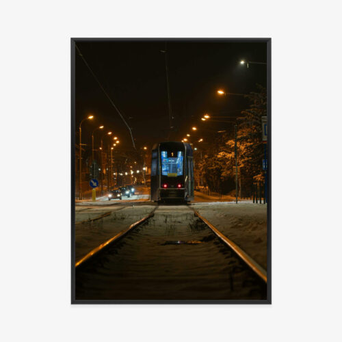 Plakat w ramie Tramwaj Nocny Miejski klimat Premium