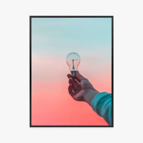 Plakat w ramie Żarówka Minimalistyczny Pomysł Premium