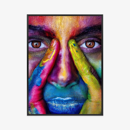 Plakat w ramie Twarz Abstrakcja Kolorowy portret Premium