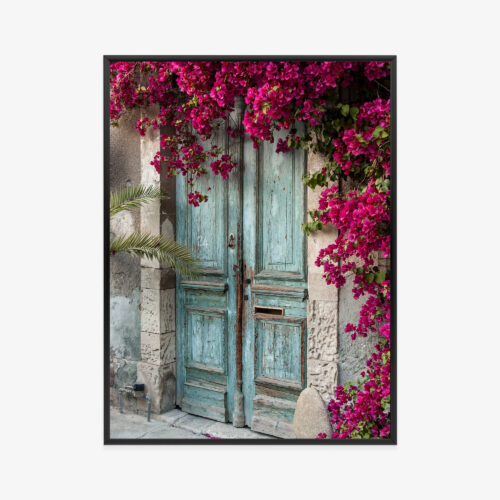 Plakat w ramie Drzwi Rustykalny Kwiaty Premium