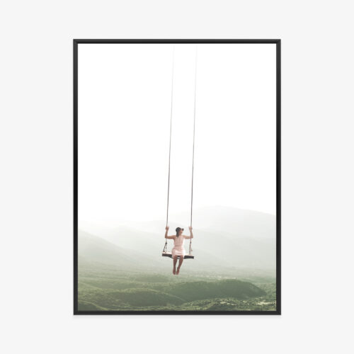 Plakat w ramie Kobieta Minimalistyczny Na huśtawce Premium