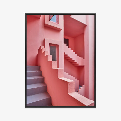 Plakat w ramie Architektura Geometryczna Różowe schody Premium
