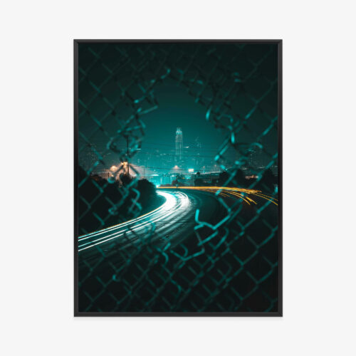 Plakat w ramie Miasto Autostrada Nocna Panorama Premium