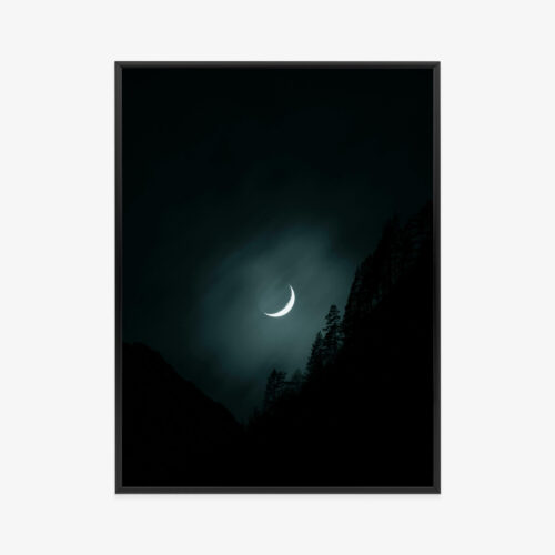 Plakat w ramie Nocny Księżyc Górski Krajobraz Premium