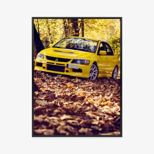 Plakat w ramie Mitsubishi Lancer Żółty Samochód Premium