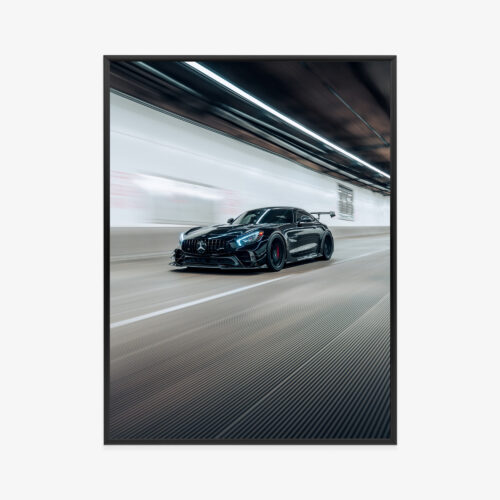 Plakat w ramie Mercedes AMG GT Czarny Samochód Premium