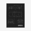 Plakat w ramie Nissan Skyline R34 GT-R Rysunek Techniczny Premium