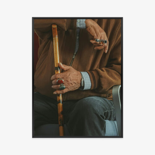 Plakat w ramie Mężczyzna Laska Pierścienie Premium