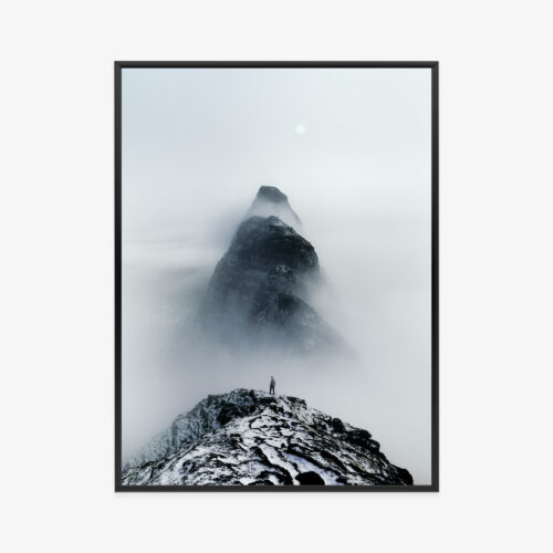 Plakat w ramie Góry Minimalizm Samotny Wędrowiec Premium