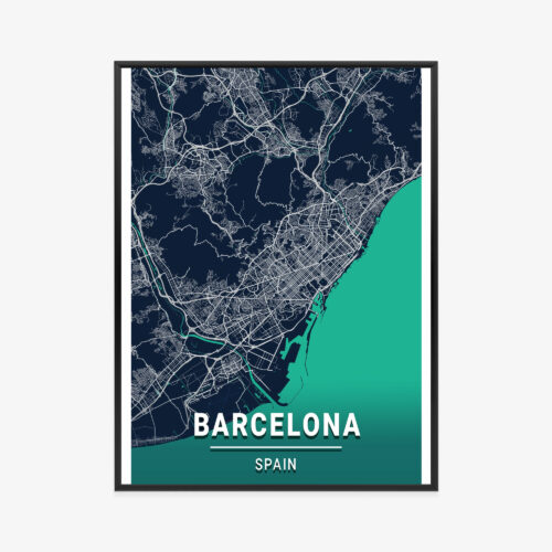 Plakat w ramie Barcelona Mapa Miasto Premium