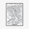 Plakat w ramie mapa Krakowa Premium