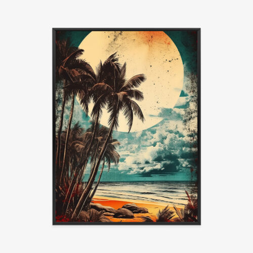 Plakat w ramie Palmy Retro klimat plaży Premium