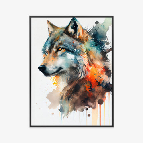 Plakat w ramie Wilk Akwarela Portret Premium
