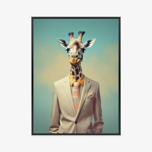 Plakat w ramie Żyrafa Eleganckie Garnitur Premium