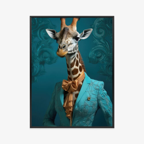 Plakat w ramie Żyrafa Elegancja Portret surrealistyczny Premium