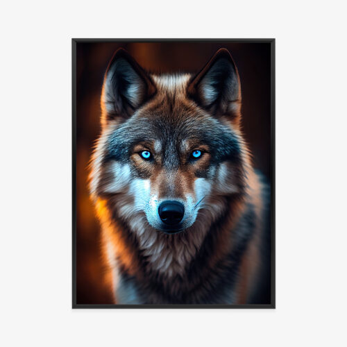 Plakat w ramie Wilk Portret Hipnotyzujące spojrzenie Premium