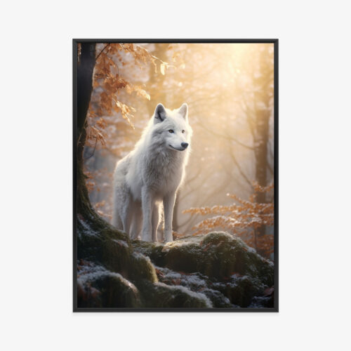 Plakat w ramie Wilk Natura Złota jesień Premium