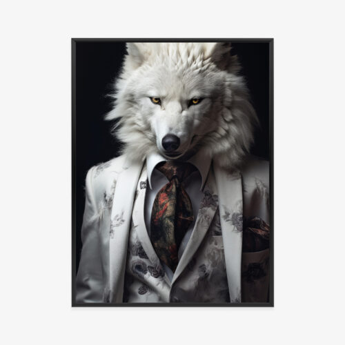Plakat w ramie Wilk Elegancja Stylowy garnitur Premium