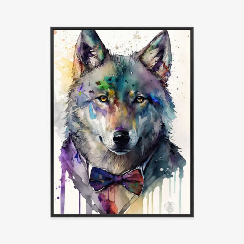 Plakat w ramie Wilk Akwarela Elegancki portret Premium