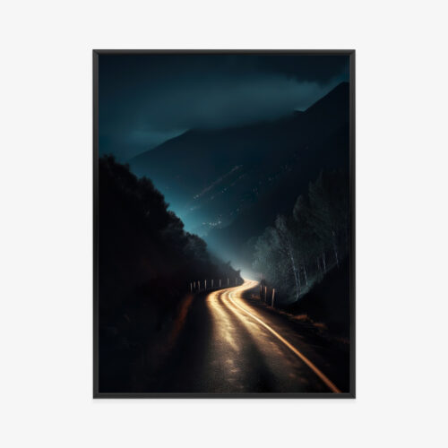 Plakat w ramie Droga Noc Tajemnicza perspektywa Premium