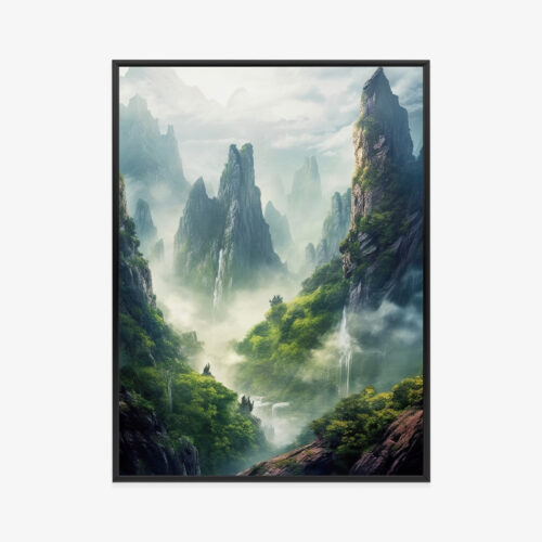 Plakat w ramie Góry Mgła Fantastyczny pejzaż Premium