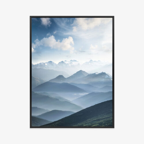Plakat w ramie Góry Poranek Nastrojowy krajobraz Premium
