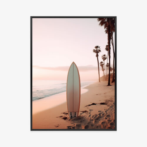Plakat w ramie Surfing Plaża Zachód słońca Premium
