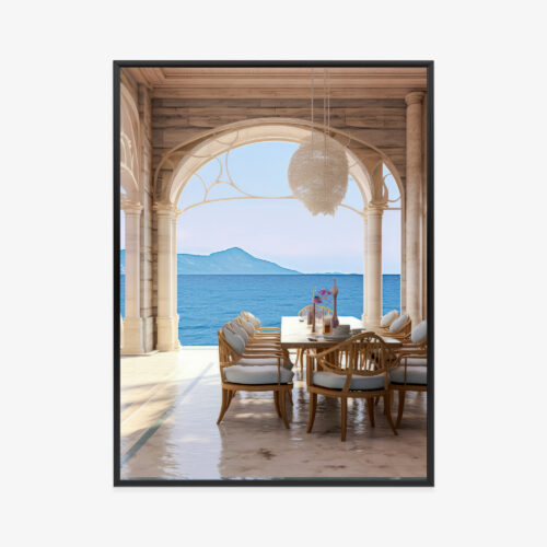 Plakat w ramie Taras Widok na morze Luksusowa sceneria Premium